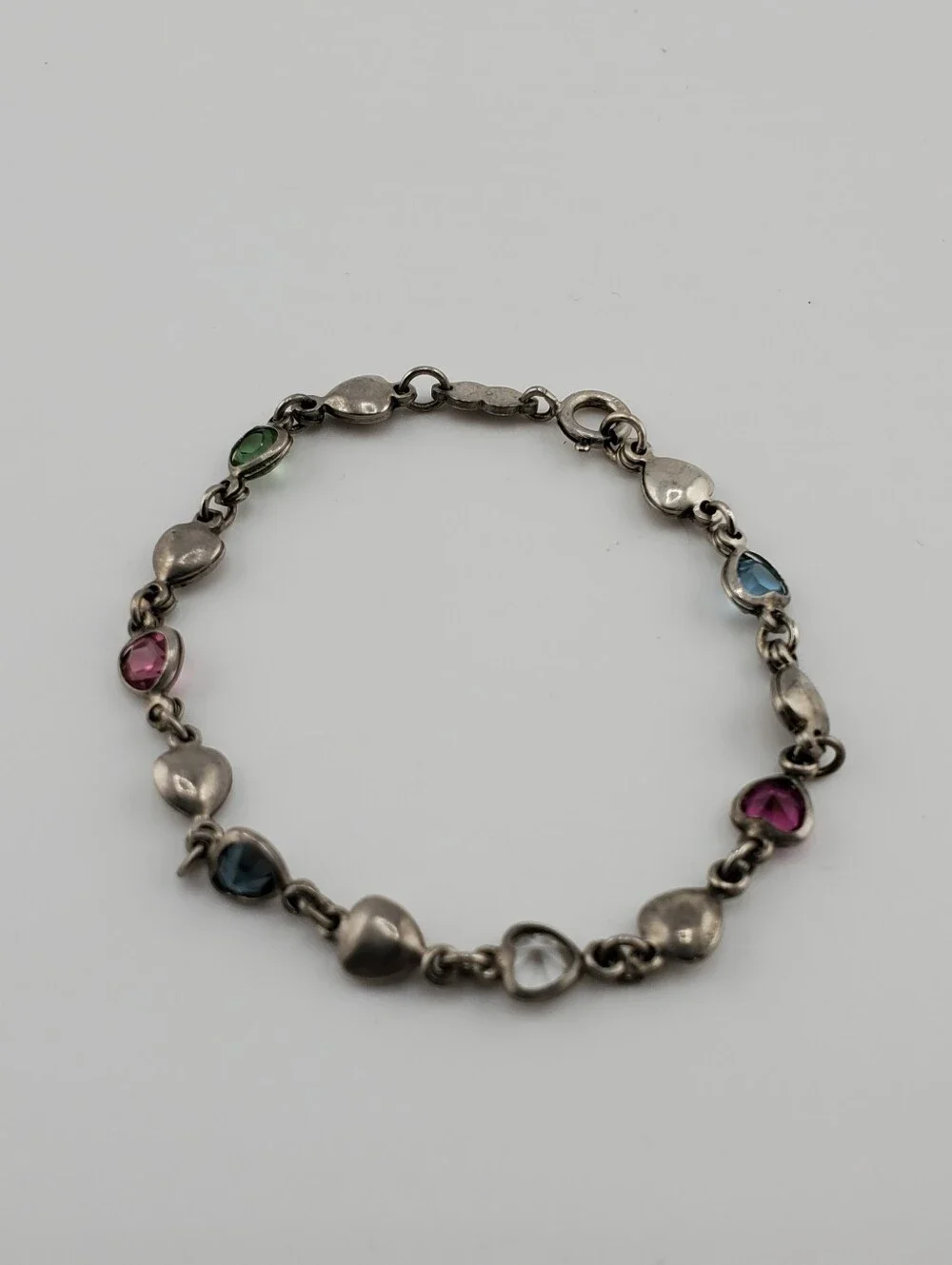 Sterling Heart Gemstone Bracelet